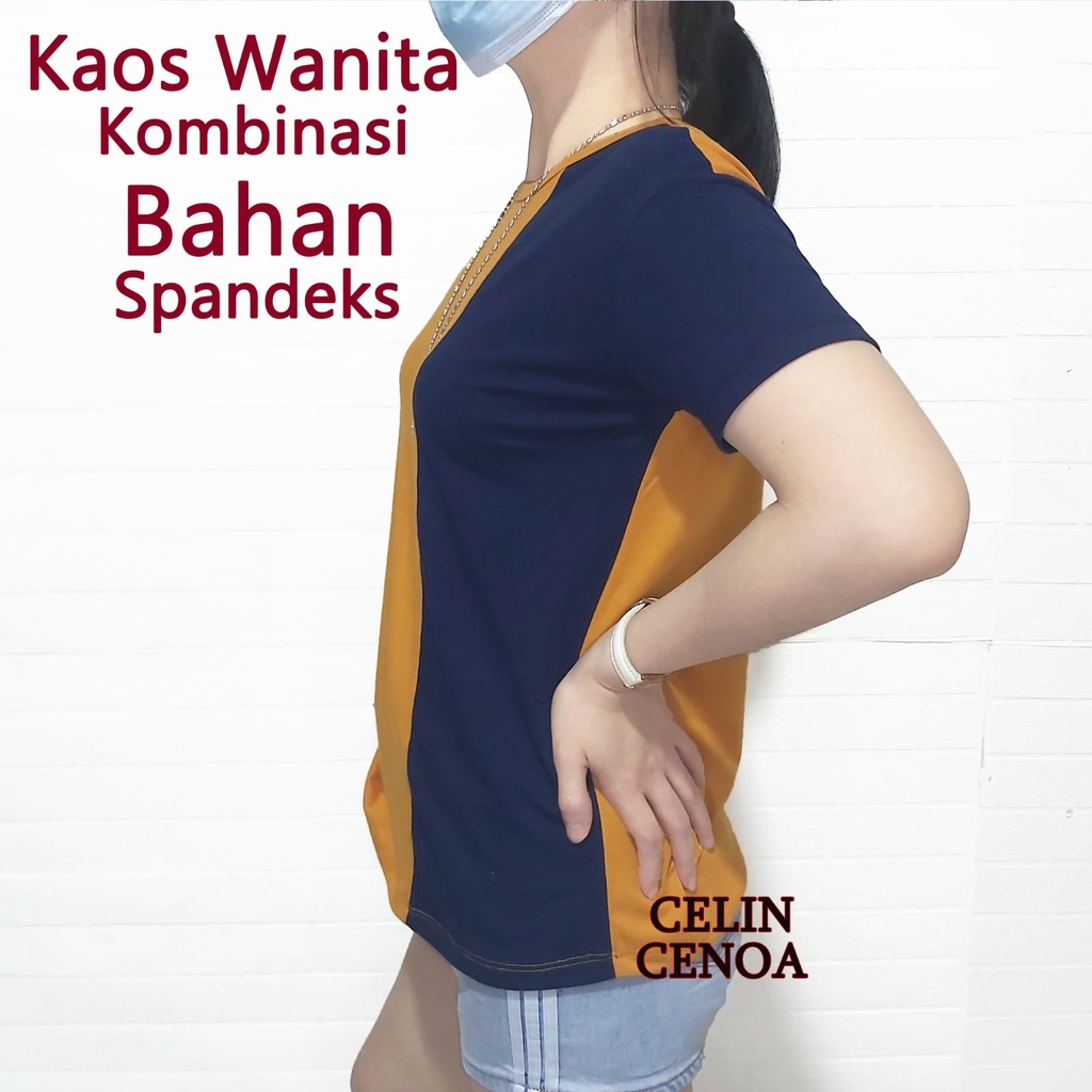 kaos wanita atasan wanita kombinasi t shirt wanita kaos oblong