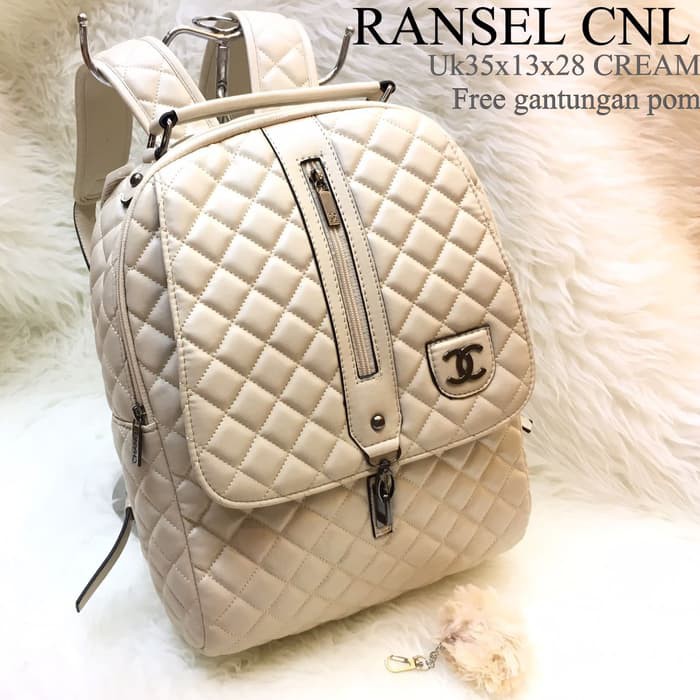 RANSEL CHANEL CREAM(TAS BAG,TAS WANITA,TAS IMPORT,TAS RANSEL SEKOLAH)