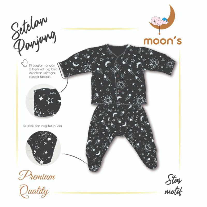 STELAN BAJU BAYI PANJANG NEWBRON PREMIUM BABYMOON PIYAMA BAYI BARU LAHIR PANJANG