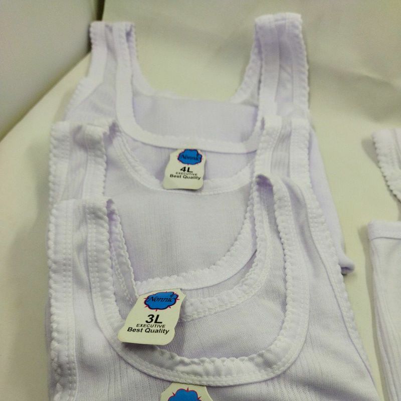 SINGLET ANAK UNISEX PUTIH TK SD SIZE S M  L XL 3L 4L -ALEXAGROSIR