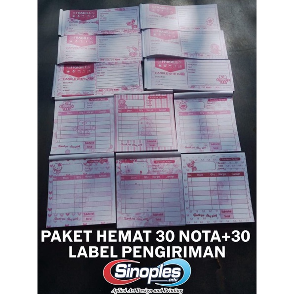 

PAKET HEMAT 30 NOTA + 30 LABEL PENGIRIMAN panjang ( ISI 50 LEMBAR / BUKU )