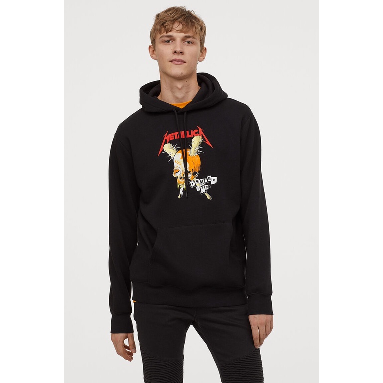 Hoodie H&amp;M Metallica Hitam Pria Wanita sweater hnm metallica