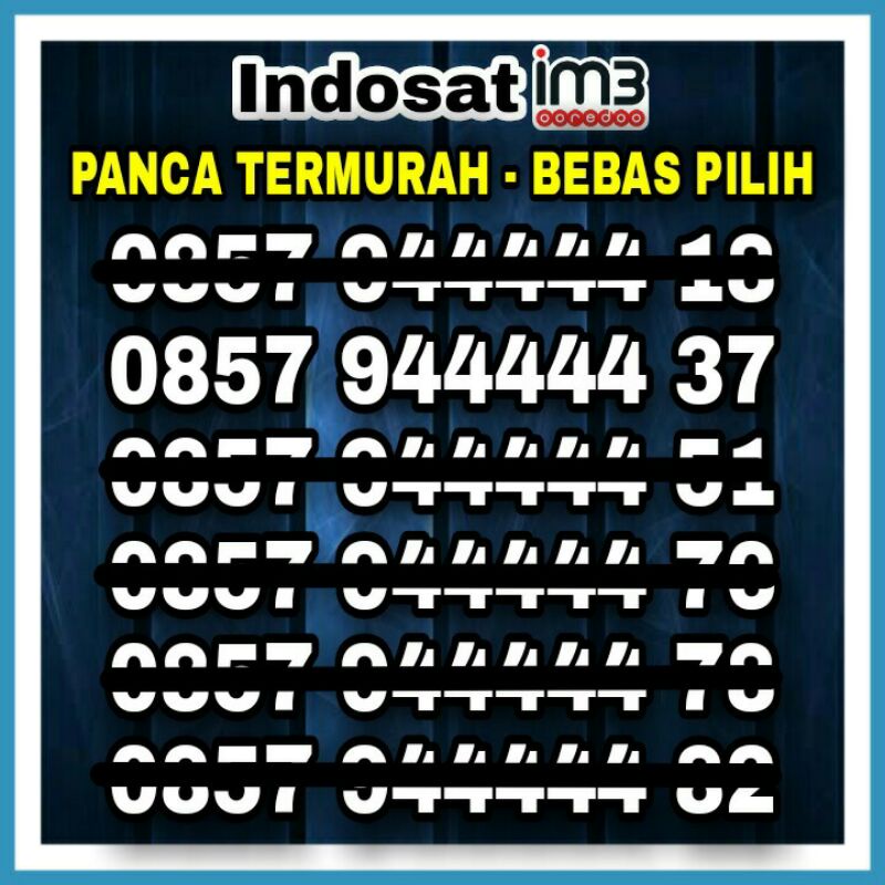 NOMOR CANTIK NOMER CANTIK IM3 INDOSAT 4G PANCA 44444 38 39