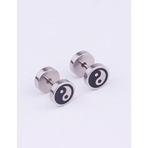 LRC Anting Tusuk Fashion Stainless Steel Pierced Dumbbell Earrings (1pcs) V49039