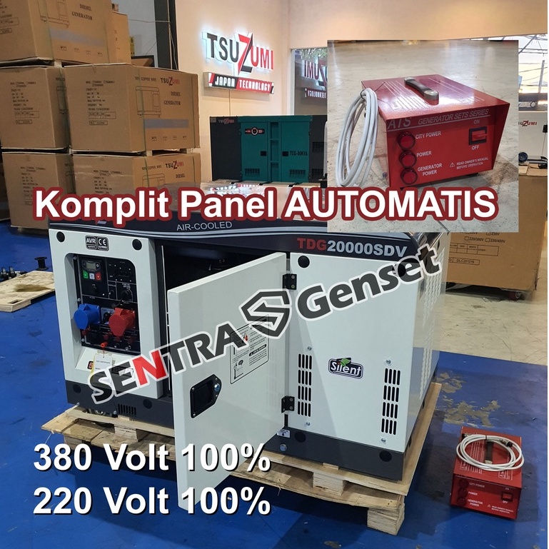 Genset silent 20 KVA 17000 Watt + Panel Auto. Tsuzumi TDG 20000 SDV