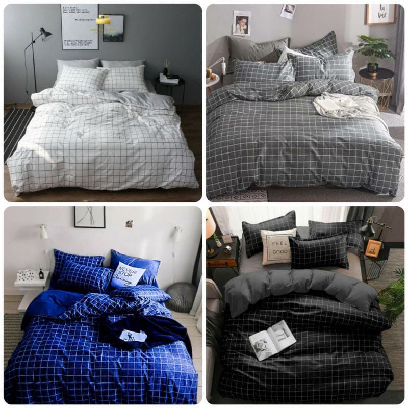 BED COVER SET MOTIF AESTHETIC MOTIF KOTAK BEDCOVER KEKINAN BEDCOVER TERLARIS BEDCOVER KING