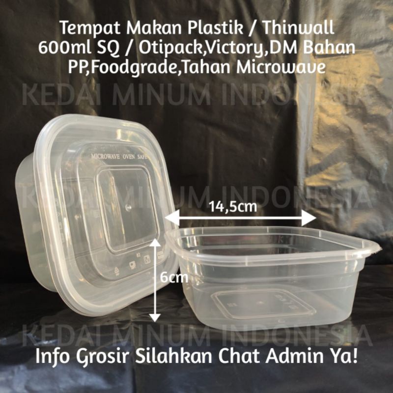 Thinwall DM Square 600ml / Thinwall Kotak Makan 600ml Isi 25pcs
