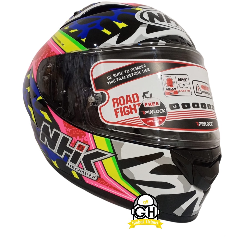 HELM NHK GP R TECH STREET R45 BLACK PINK GLOSSY