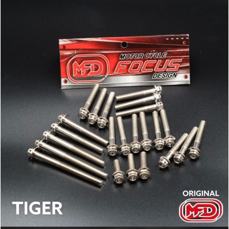 Baut Blok Mesin Baut Mesin Tiger Stainles Full Set Isi 23 Baut