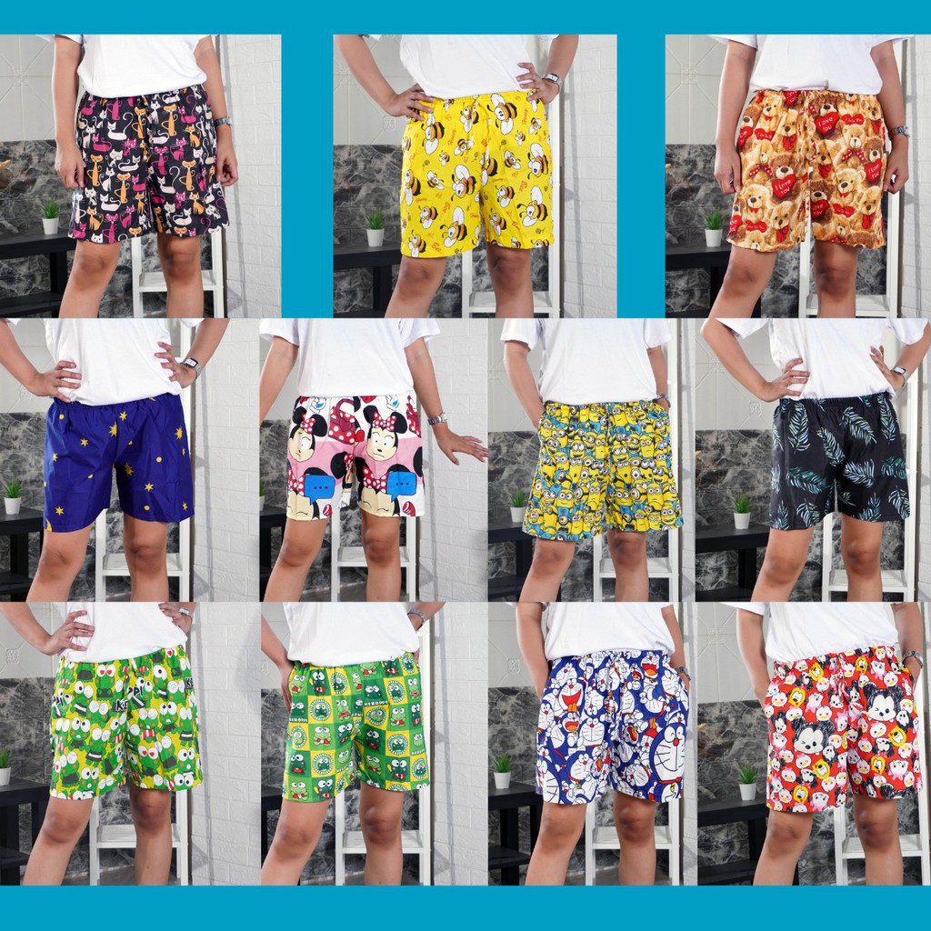 CELANA PENDEK WANITA HOTPANTS MOTIF HOT PANTS KARAKTER TERKINI GROSIR ALLIYAGROSS