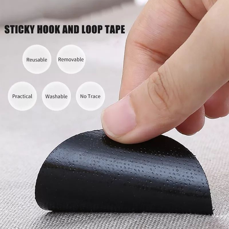 [COD] Velcro Tape Kotak Persegi Bulat | Perekat Adhesive PVC |Dua Sisi| Sofa Lantai Sprei Gorden Taplak meja