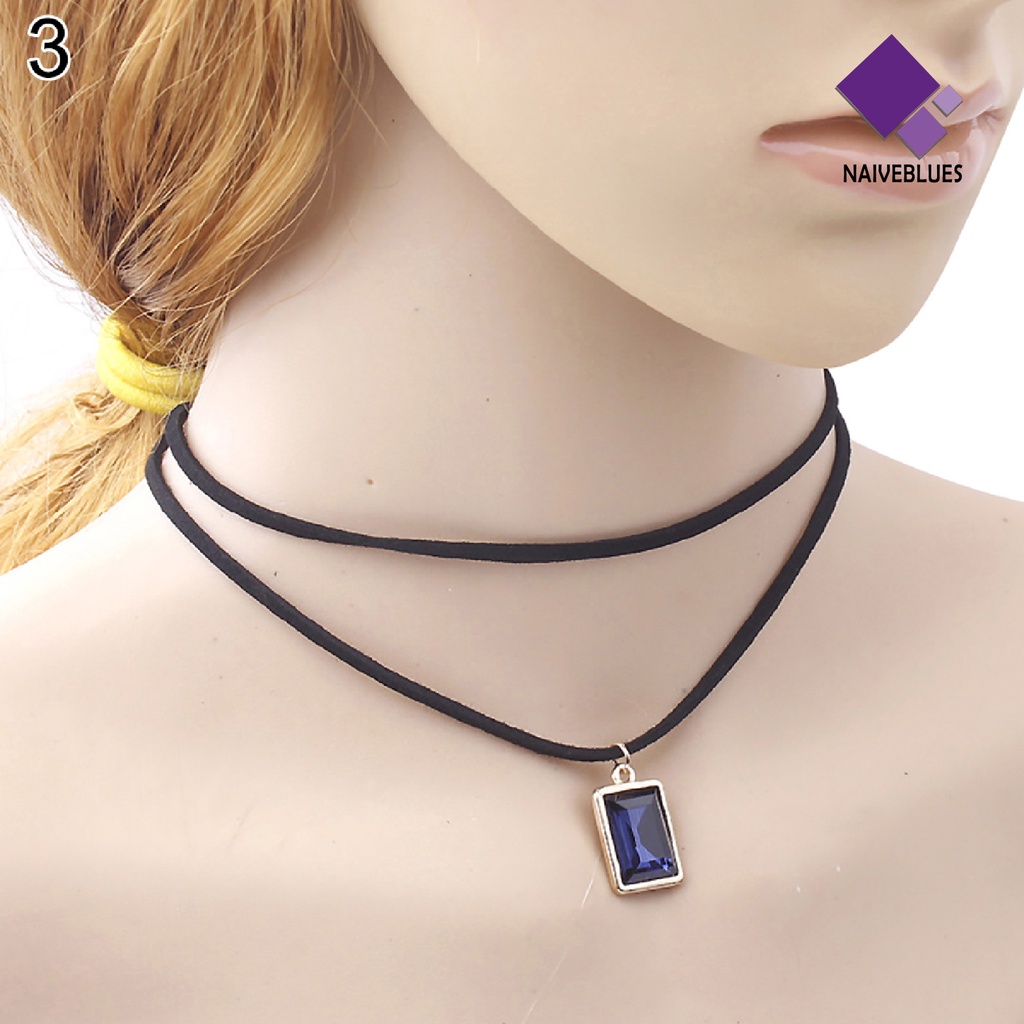 Kalung Choker Model Double Layer Bahan Velvet Warna Hitam Untuk Pesta