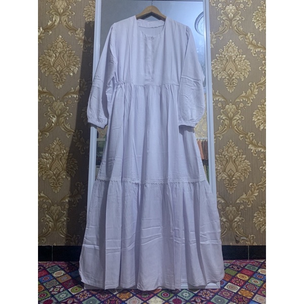 Gamis Katun Rayon Twill Putih