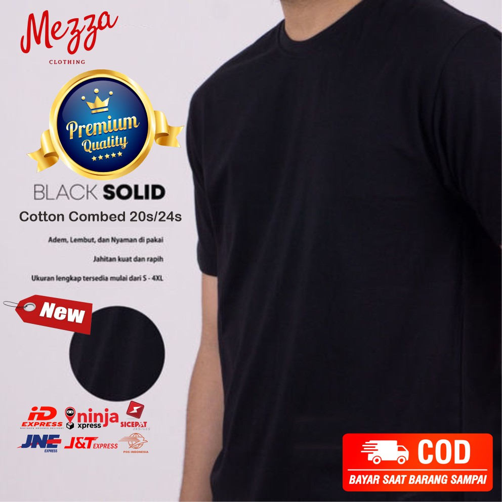 KAOS POLOS COMBED 24S HITAM REAKTIF