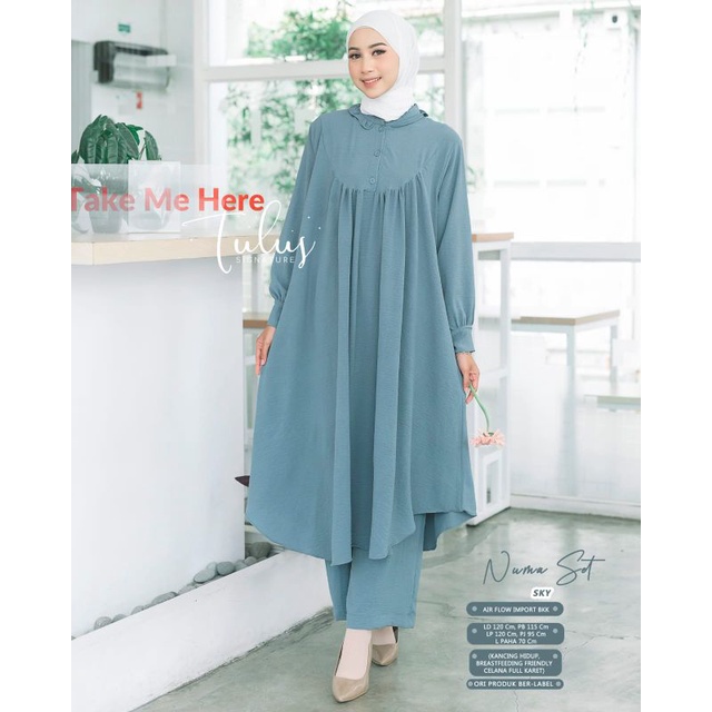 NUMA SET BY TULUS SIGNATURE / ONESET POLOS WANITA MUSLIMAH / Setelan celana airflow