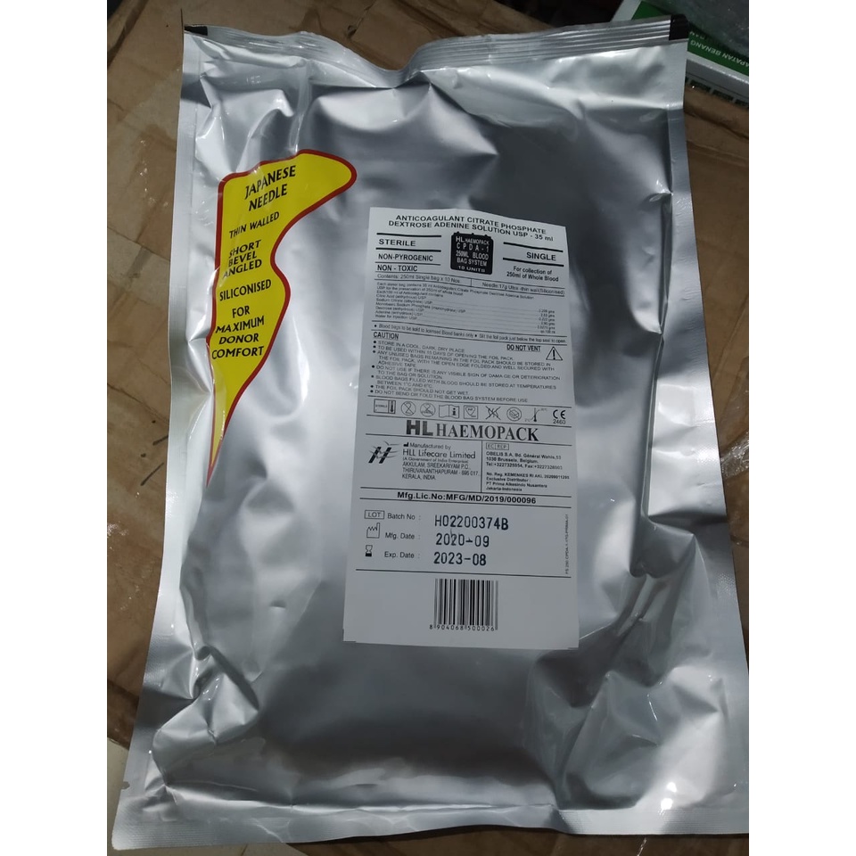 Blood Bag Haemopack/ Blood bag Terumo/ Kantung darah 250ml Single Blood Bag isi 10pcs Kantong Darah