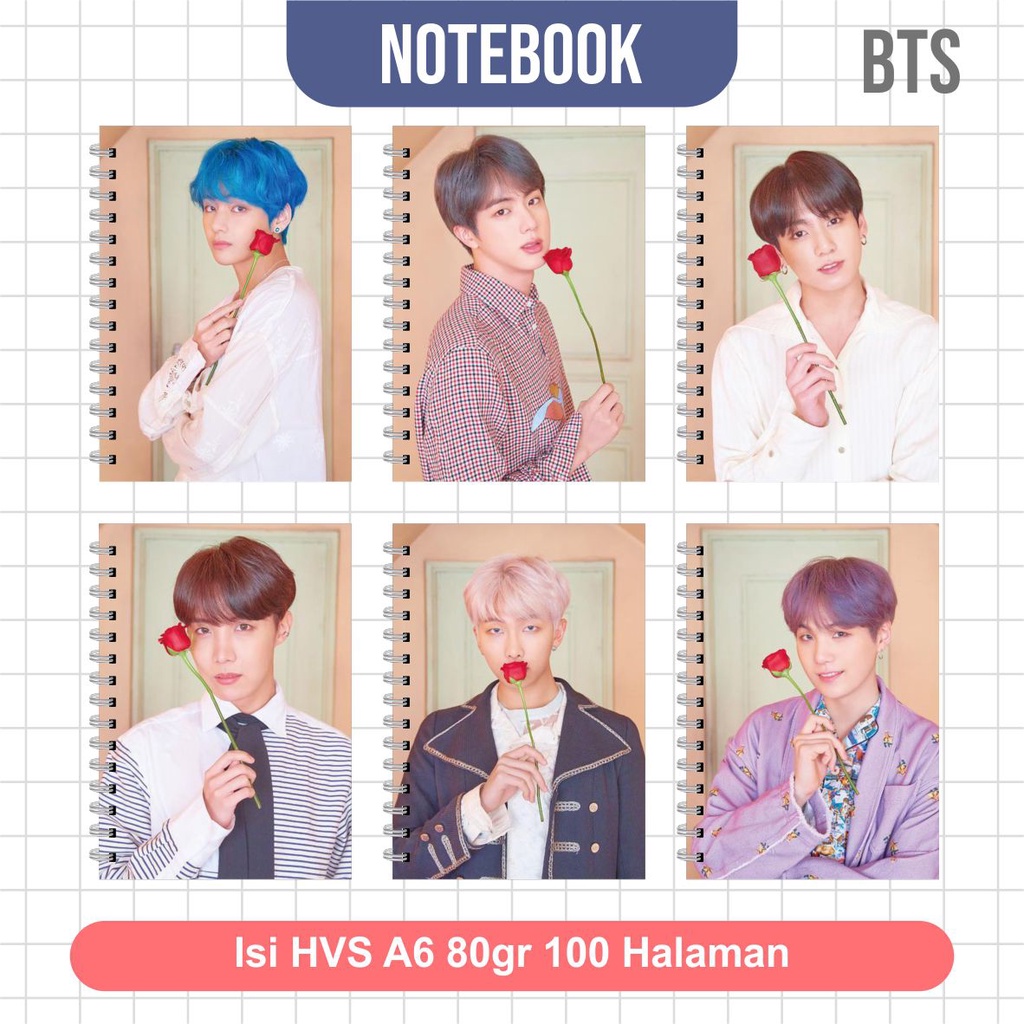 

Notebook A6 (10,5x14,5 cm) KPOP BTS Jimin Jungkook Jin Rap Monster RM V Kim Taehyun Suga Seri 1