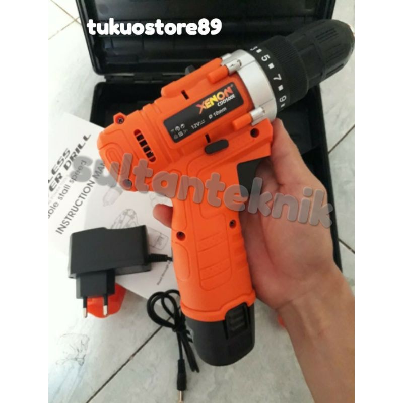 XENON CDD500E cordless drill 12V mesin bor cordles murah 1batere