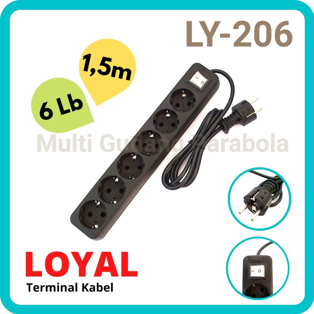 Terminal Stop kontak 6 lb plus Kabel 1.5 Meter Loyal Osaka LY 206 SNI