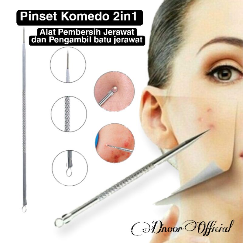 Pinset Komedo 2in1 Alat Pembersih Jewarat dan Alat Pengambil Batu Jerawat / Facial Blackhead Removal / Pembersih Wajah