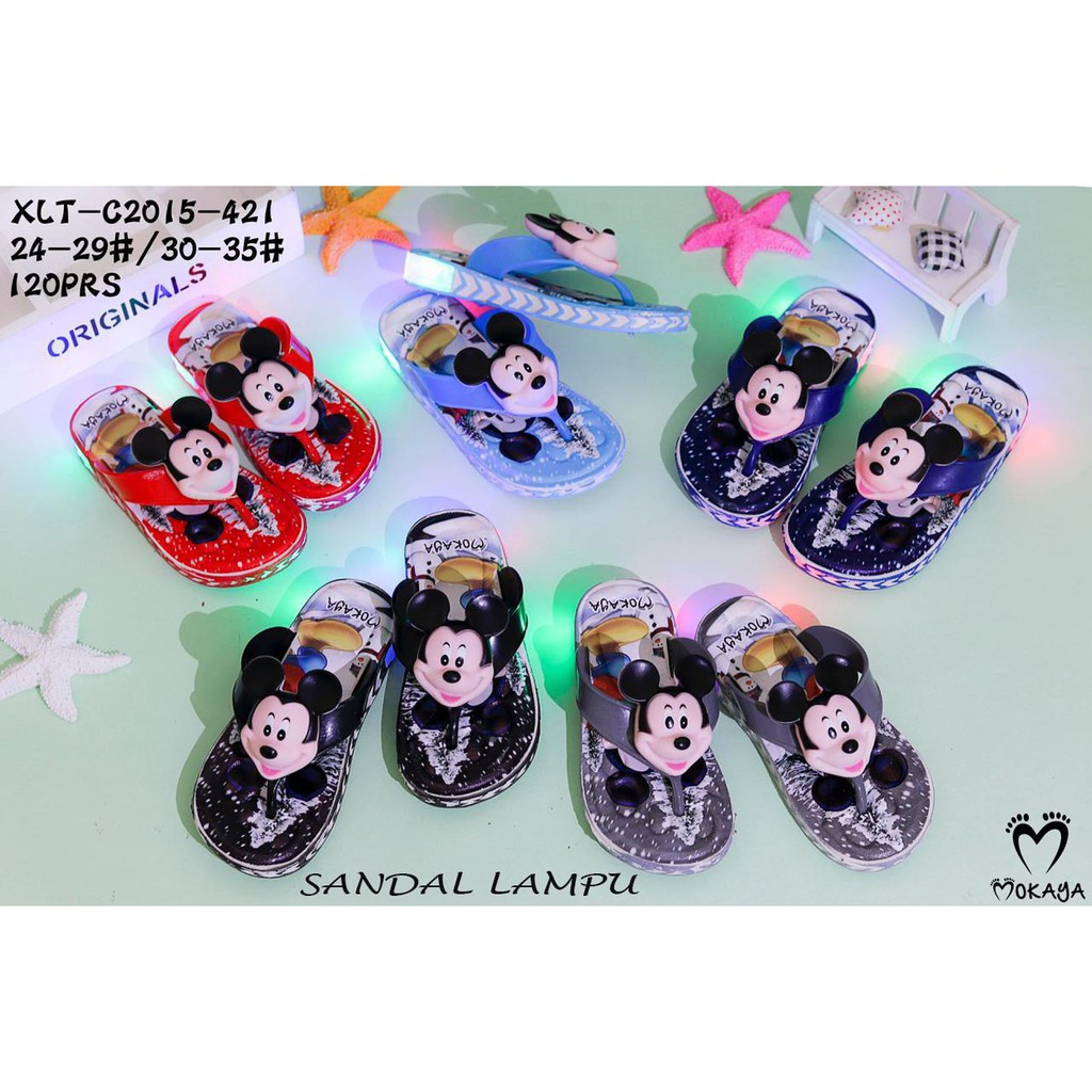 Sandal Anak Japit Cewek Lampu Mickey Mouse Import MOKAYA 2015-421 (KNS)