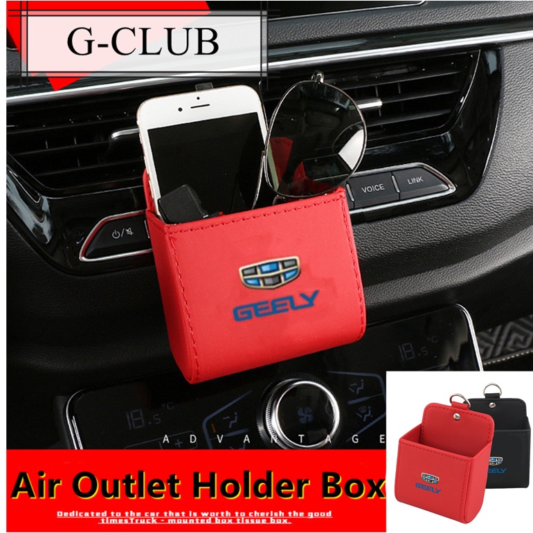 (G-CLUB) Tas Penyimpanan Handphone / Kunci / Kacamata Bahan Kulit Untuk Ventilasi Ac Mobil Geely Coolray Okavango Azkarra