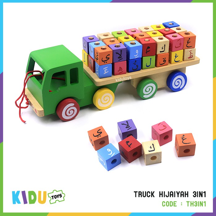 Mainan Truck Kayu Truck Hijaiyah 3 in 1 Kidu Toys