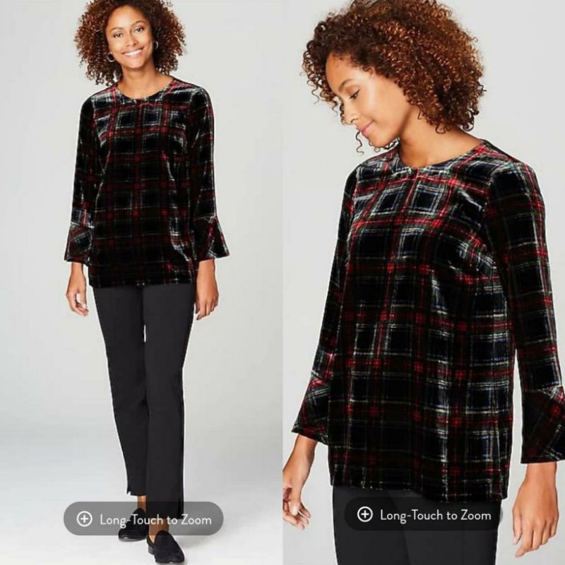 j.jill plaid velvet top