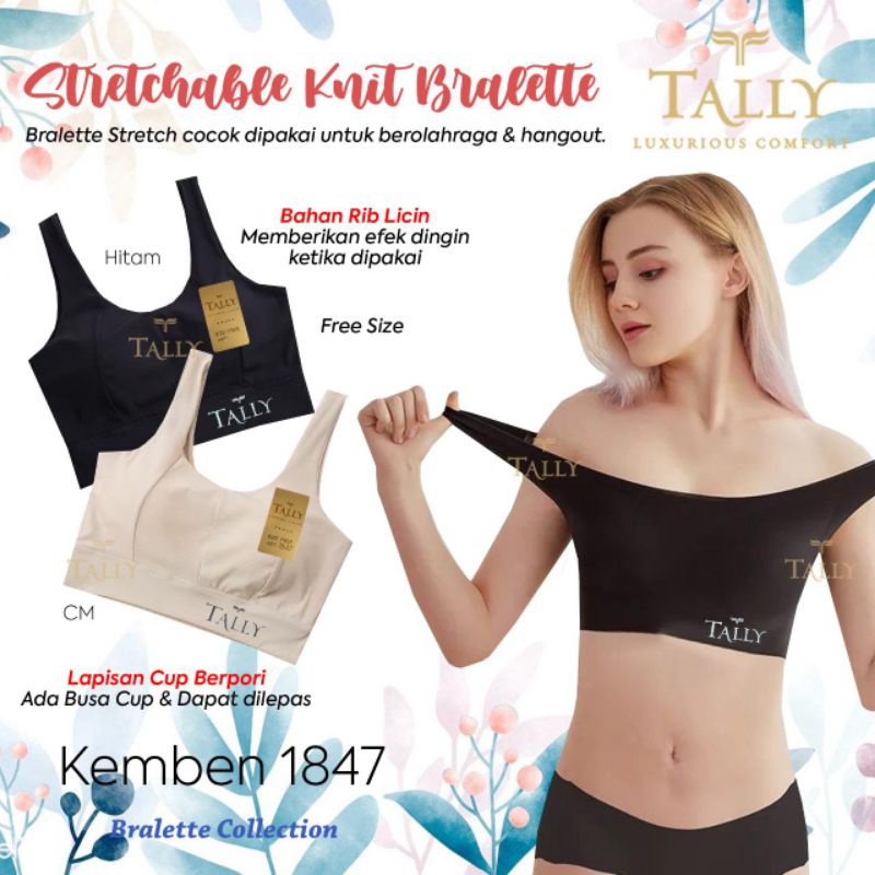 TALLY BRA BH KEMBEN BRALETTE 1847 | CUP B KECIL | BAHAN RIB LICIN | ADA BUSA