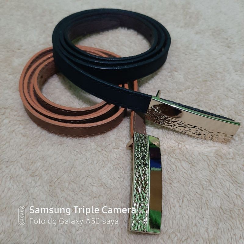 ikat pinggang ring wanita sabuk kulit fashion gesper stainles gold sabuk korea kekinian 1.5cm
