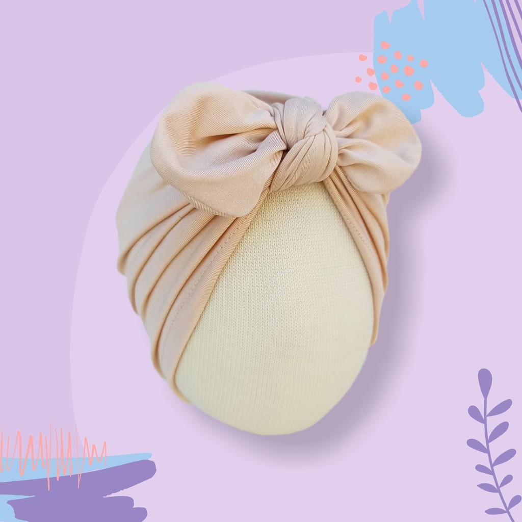 Turban Bayi dan Anak seri Polos - Turban Pompom Bandana Headwrap Ciput Anak