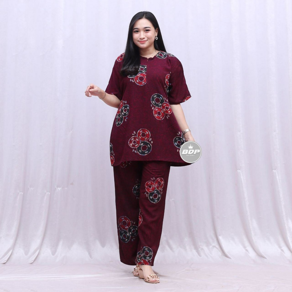 TERBARU | SETELAN BAJU TIDUR PIYAMA BATIK CAP |RAYON GRADE A  |  BAJU TIDUR PIYAMA BUSUI RESLETING DEPAN-4