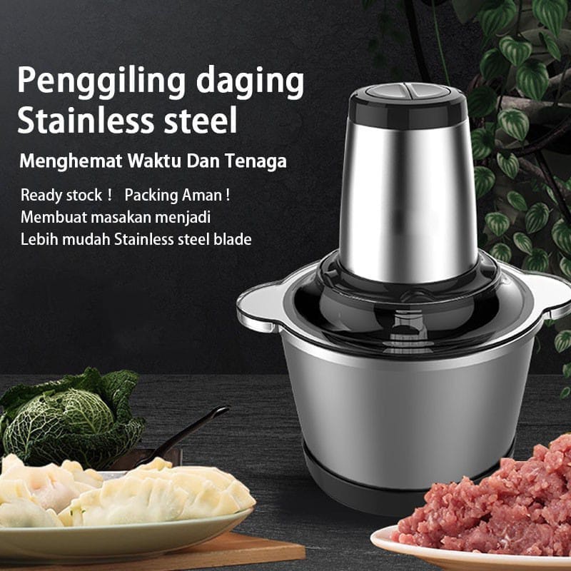 Chopper Blender Daging Penggiling Meat Blender Elektrik Stainless Steel 2 Liter