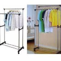 DOUBLE Rod Rack dan SINGLE Rod Rack Rak Baju Serbaguna Gantungan Laundry Pajangan DISPLAY STAND HANG