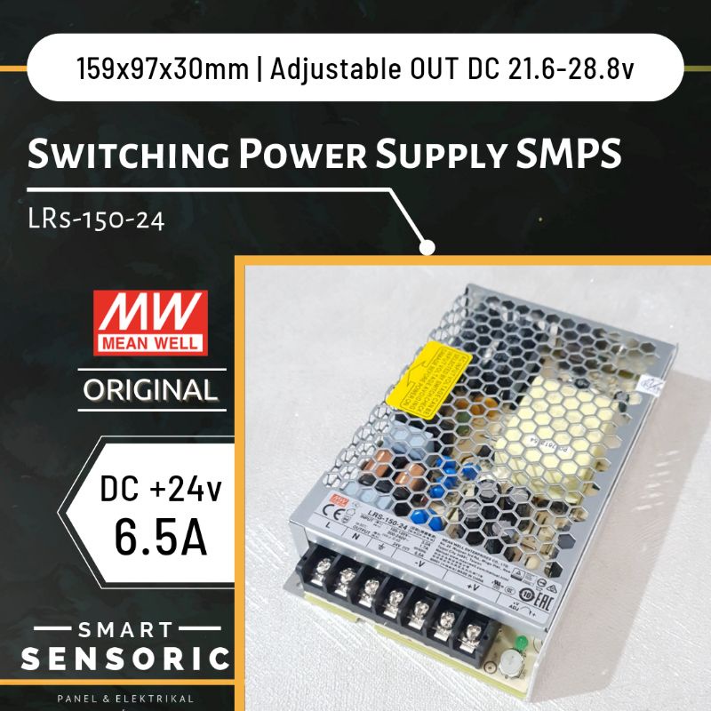 DC 24v 6.5A MEAN WELL LRS-150-24 Switching Power Supply SMPS NES untuk CCTV-LED-Sensor-Controller-Re