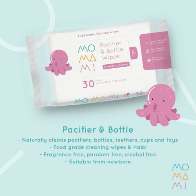 Momami Pacifier &amp; Bottle Wipes / Tisu Basah Dot &amp; Botol Anak Bayi