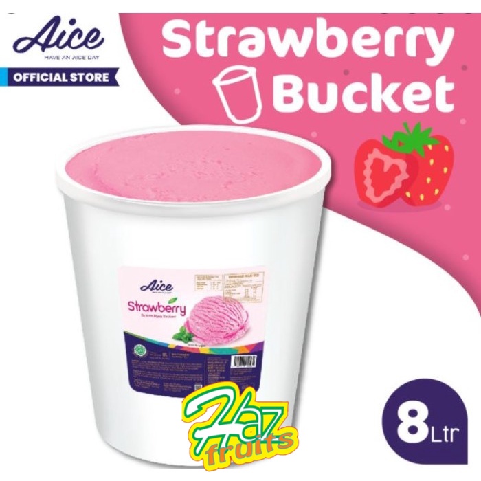 

AICE Strawberry Bucket Ice Cream Es Krim Ember 8L Eskrim