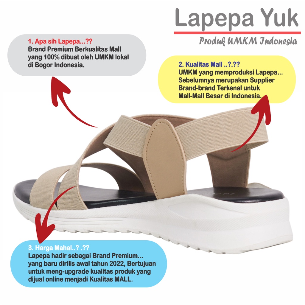 LAPEPA YUK -  Sepatu Sandal Wanita Wedges COSTA Model Ban dua Tali Strap belakang Hak Tinggi Sole 4 cm Spatu Sendal Gunung Cewek  Size 36 37 38 39 40 Warna CREAM Krem Soft Crem Cewe Kekinian Premium Terbaru Shoes Ori Original Mall Official Store Promo