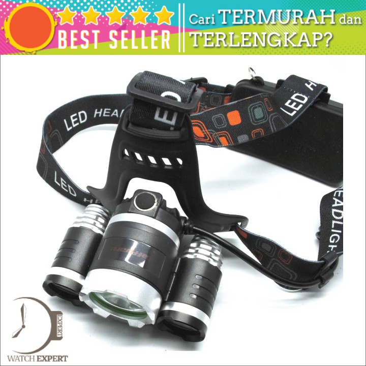 COD Senter Kepala Power Headlamp 3 LED 5000 Lumens Cree XM-L