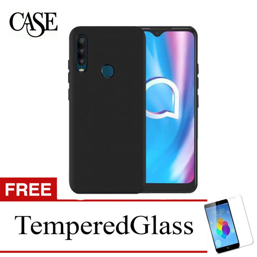 Black Soft Case for Alcatel 1SE 2020 - 5030 - 6.22 inch - Gratis Tempered Glass