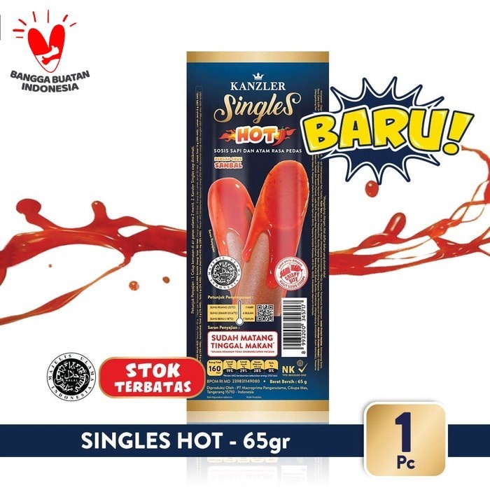 

SAUSAGE SINGLES KANZLER HOT 65GR SOSIS SAPI SINGLE PEDAS HALAL