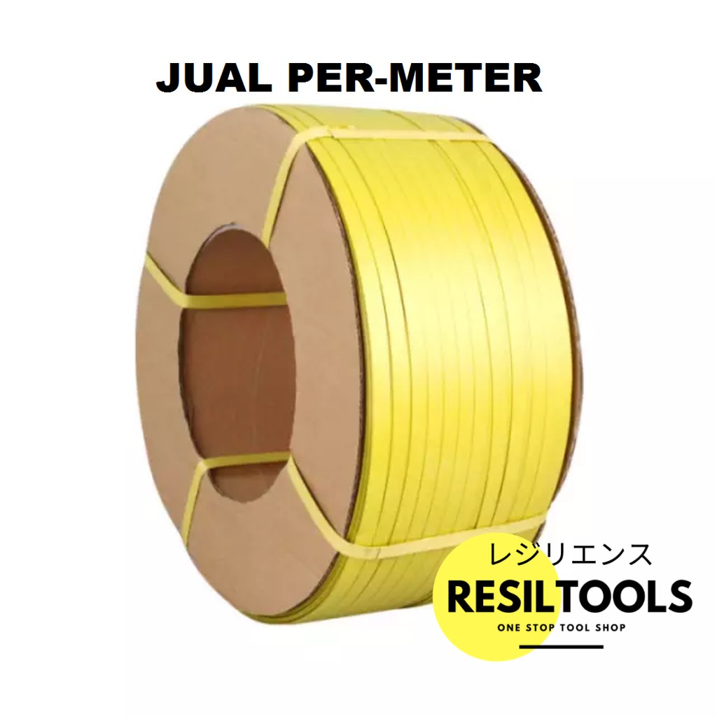 

Strapping Belt 11 mm Kuning Sabuk Package Kemas Barang Kardus Permeter Plastic Strapping Band 11mm