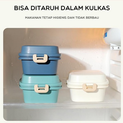 SAMONO STW10 Kotak Makan Bento Microwaveable Lunch Box Susun Food Grade Material 2 Tingkat