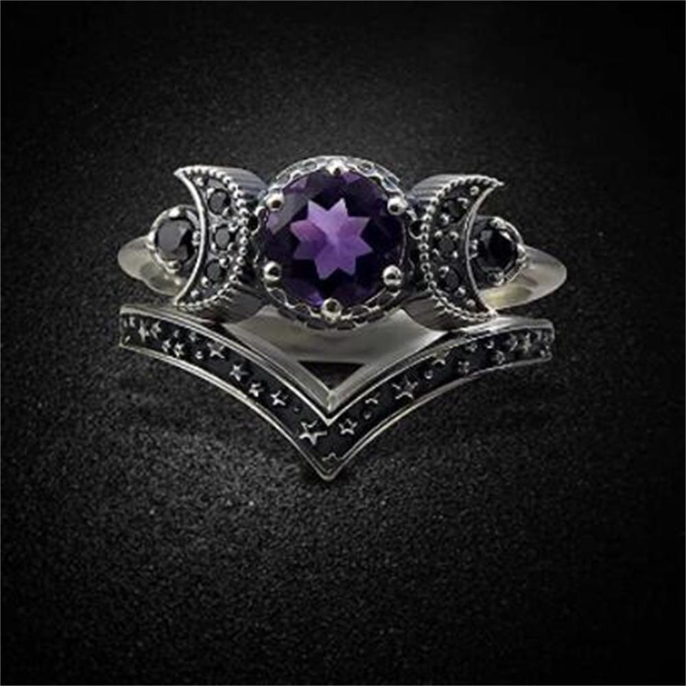 Cincin Nanas Triple Moon Desain Baru Gaya Gothic Untuk Wanita Pria Tunangan Pernikahan