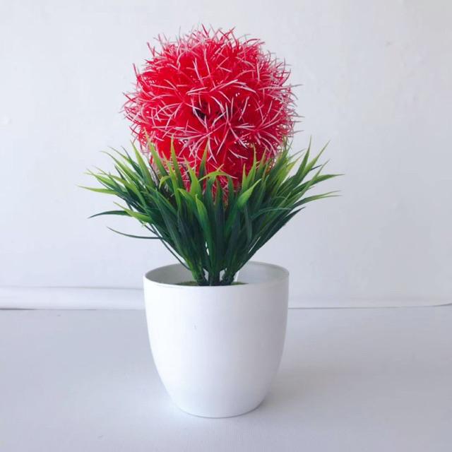 AM346 Bunga plastik / Pajangan bunga Artifisial / Snapdragon Vas Bulat-Merah