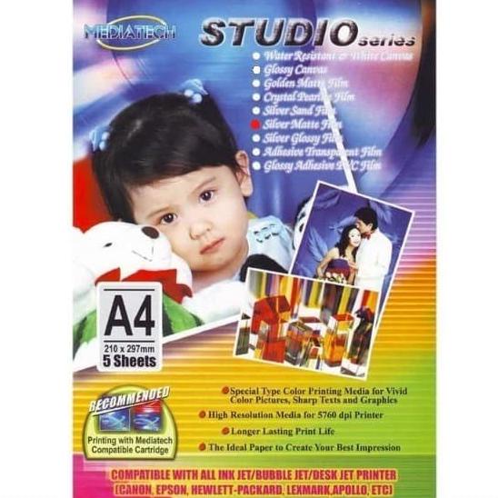 

Premium Product!!! Kertas Photo / Kertas Foto A4 - Silver Matte Film 5 Sheets - 34002 - Paling Diminati