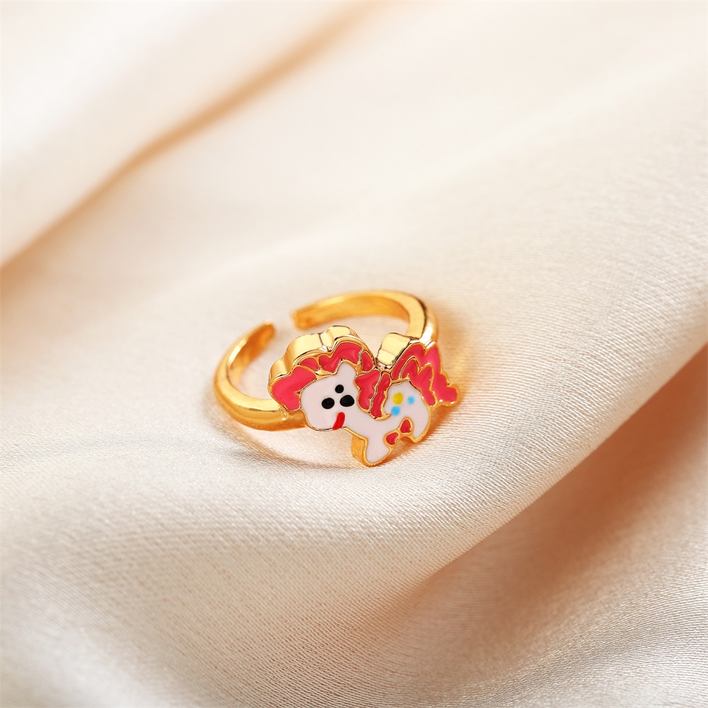 Y446 Cincin Anak Anak Perempuan Pony Murah Cincin Anak Perempuan Unicorn Lapis Emas Anti Karat Cincin Bayi