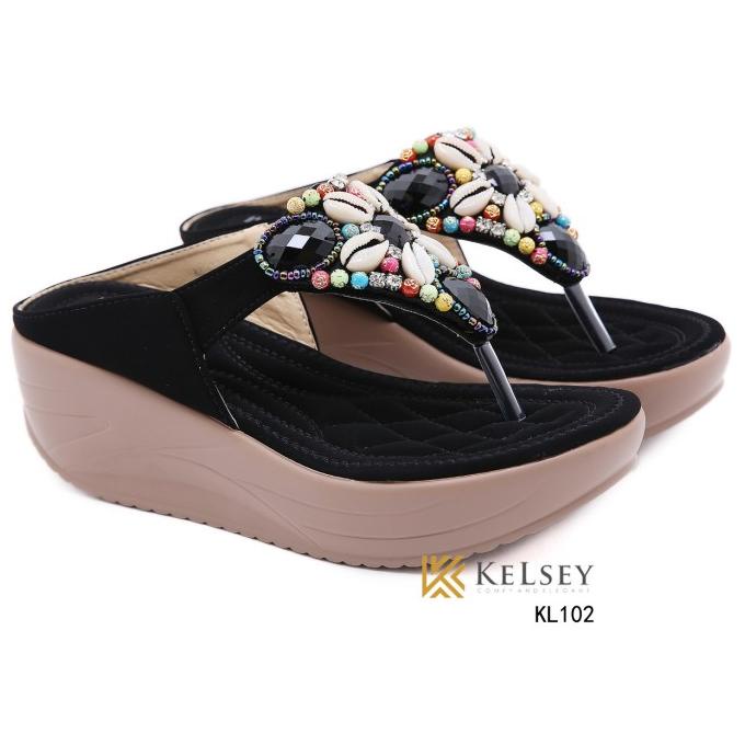 Sandal Wedges Kelsey Wanita KL102 Sandal Wanita Sandal Wedges TERHEBOH