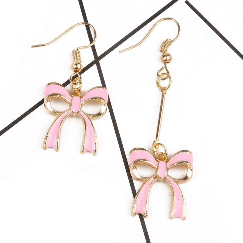 10 pcs Zinc Alloy Metal Enamel Hitam Putih Pink Ikatan Simpul Kupu-kupu Desain Pesona Liontin untuk DIY Fashion Perhiasan Anting-Anting Aksesoris