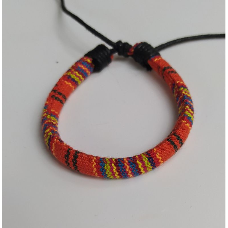 Gelang Tenun Etnik Songket Gelang Rajut Unik Motif Kain Harga Grosir Langsung Pengrajin-Orange